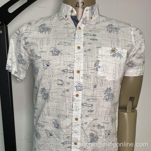 Camisa casual moderna de algodón para hombre